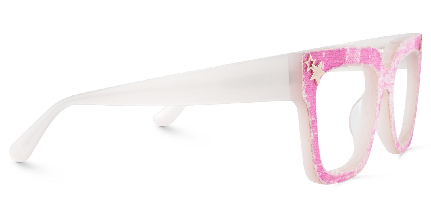 Teresita Thick Pink Denim Glasses in Square Design | ZEELOOL UK4