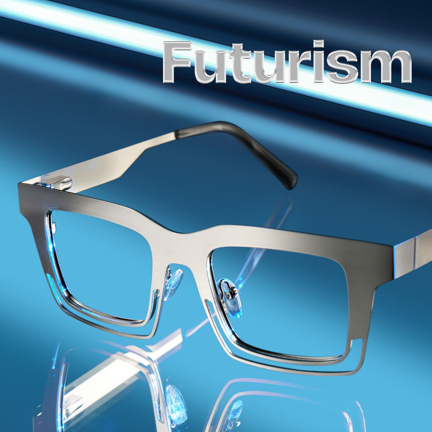 Evan Rectangle Silver Frame Eyeglasses for Males | ZEELOOL UK0
