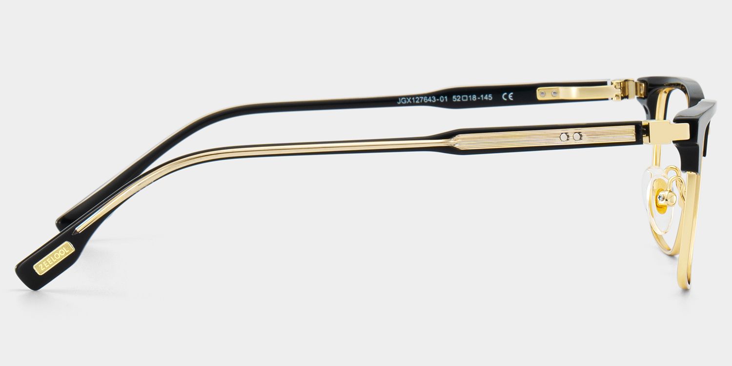 Audrey Black Eyeglasses with Gold Trim in Browline Shape | ZEELOOL UK4