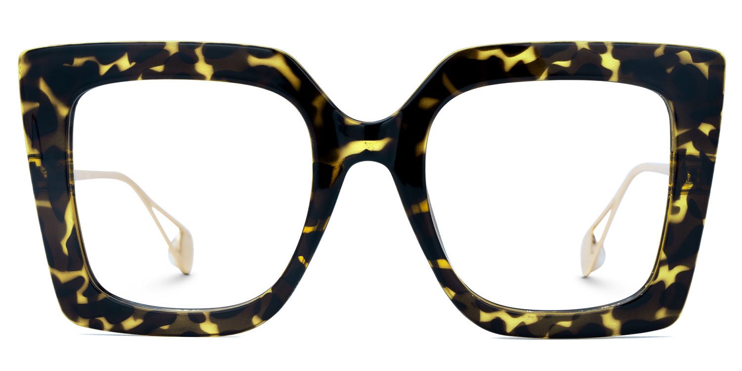Qatar Butterfly Tortoise-Gold Glasses with Wide Frames0