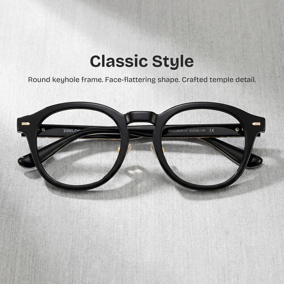 Frances Black Round Glasses for Men & Women | ZEELOOL0