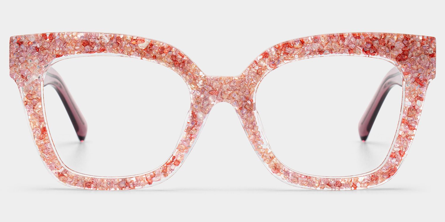 Renata Square Pink Glitter Glasses Frames for Women | ZEELOOL1