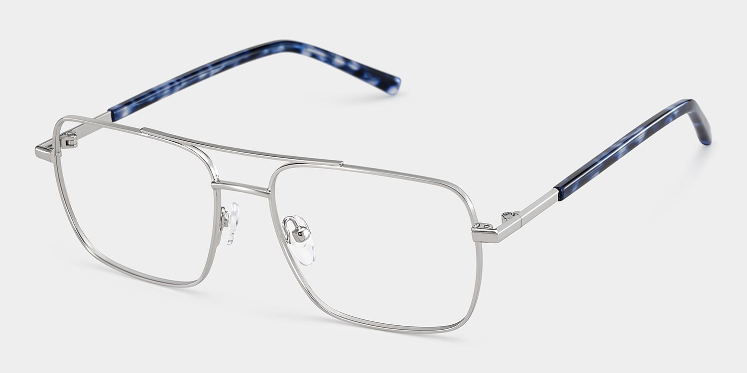 Iris Silver Frame Glasses with Aviator Frame Online | ZEELOOL UK4