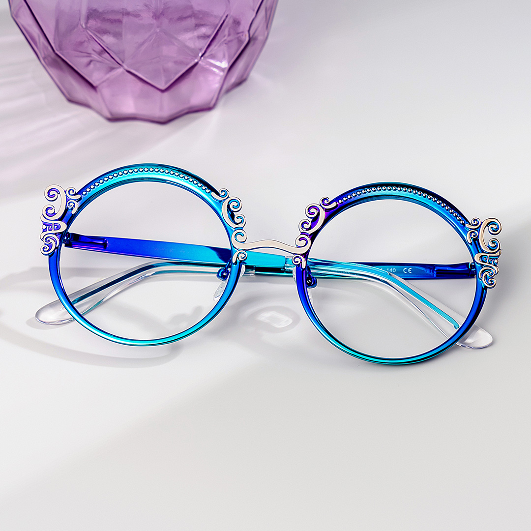 Nelida Round Blue Glasses0