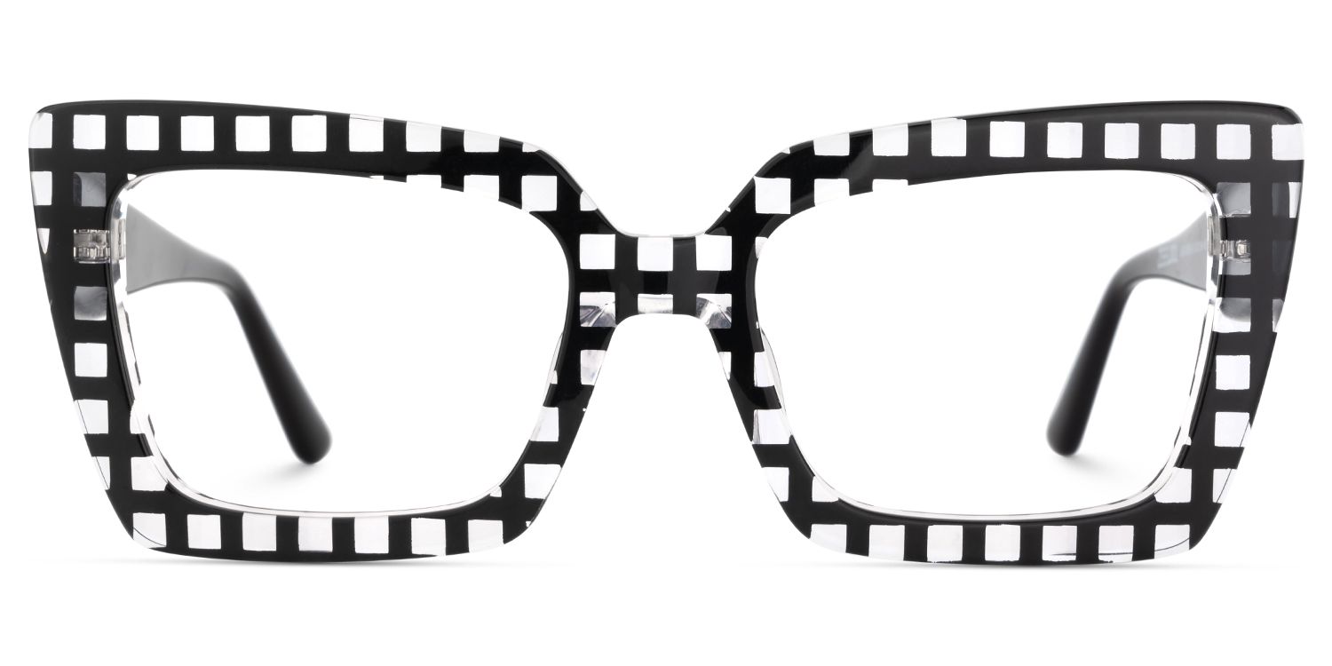 Tootie Eyeglasses in Butterfly Black Clear Checkered Frame | ZEELOOL UK1