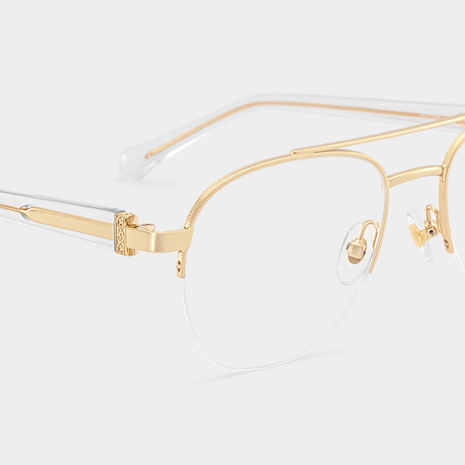 Emily Light Gold Frame Glasses with Aviator Frame Online | ZEELOOL5