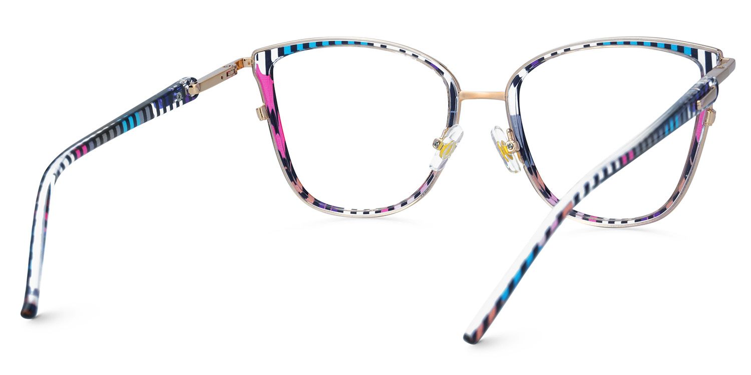 Cateye Blue Purple Stripe Glasses Nerd Frames - Marisa deals at Zeelool4