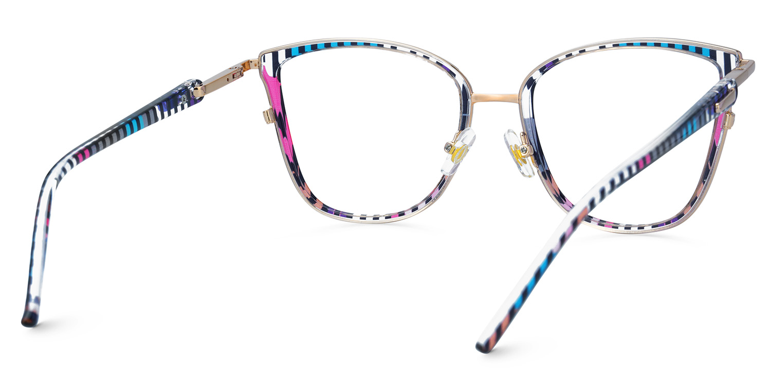 Cateye Blue Purple Stripe Glasses Nerd Frames - Marisa deals at Zeelool4