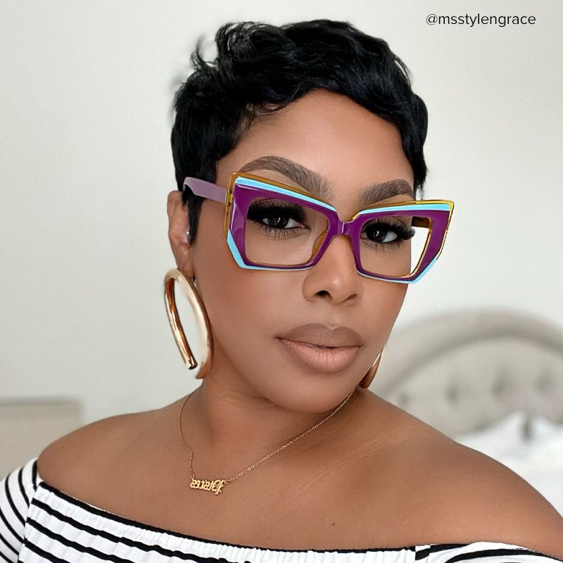Verdejo Geometric Purple Eyeglasses and Glasses Frame4