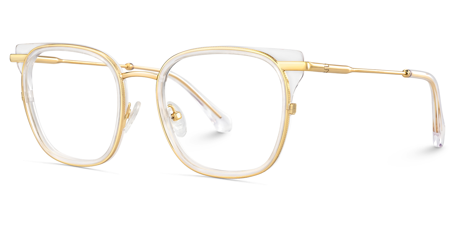 Cameron Eyeglasses in Square Crystal-gold Frame | ZEELOOL UK3