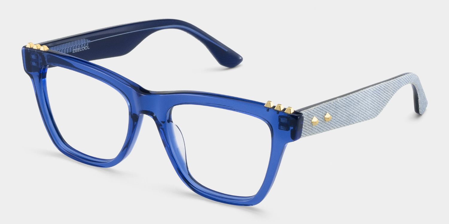 Soren Square Blue Frame Eyeglasses for Woman| ZEELOOL UK3