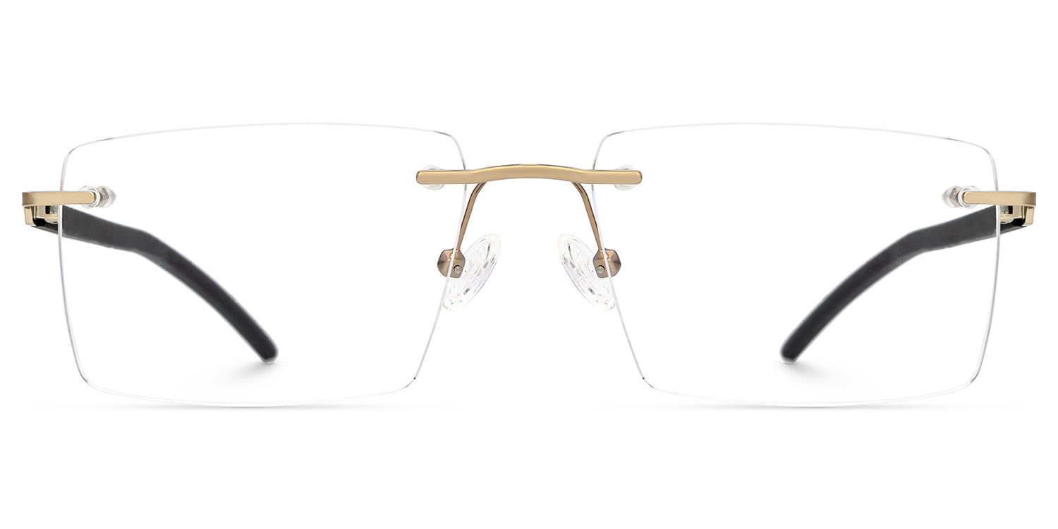Halstead Rectangle Black Rimless Glasses | ZEELOOL UK0