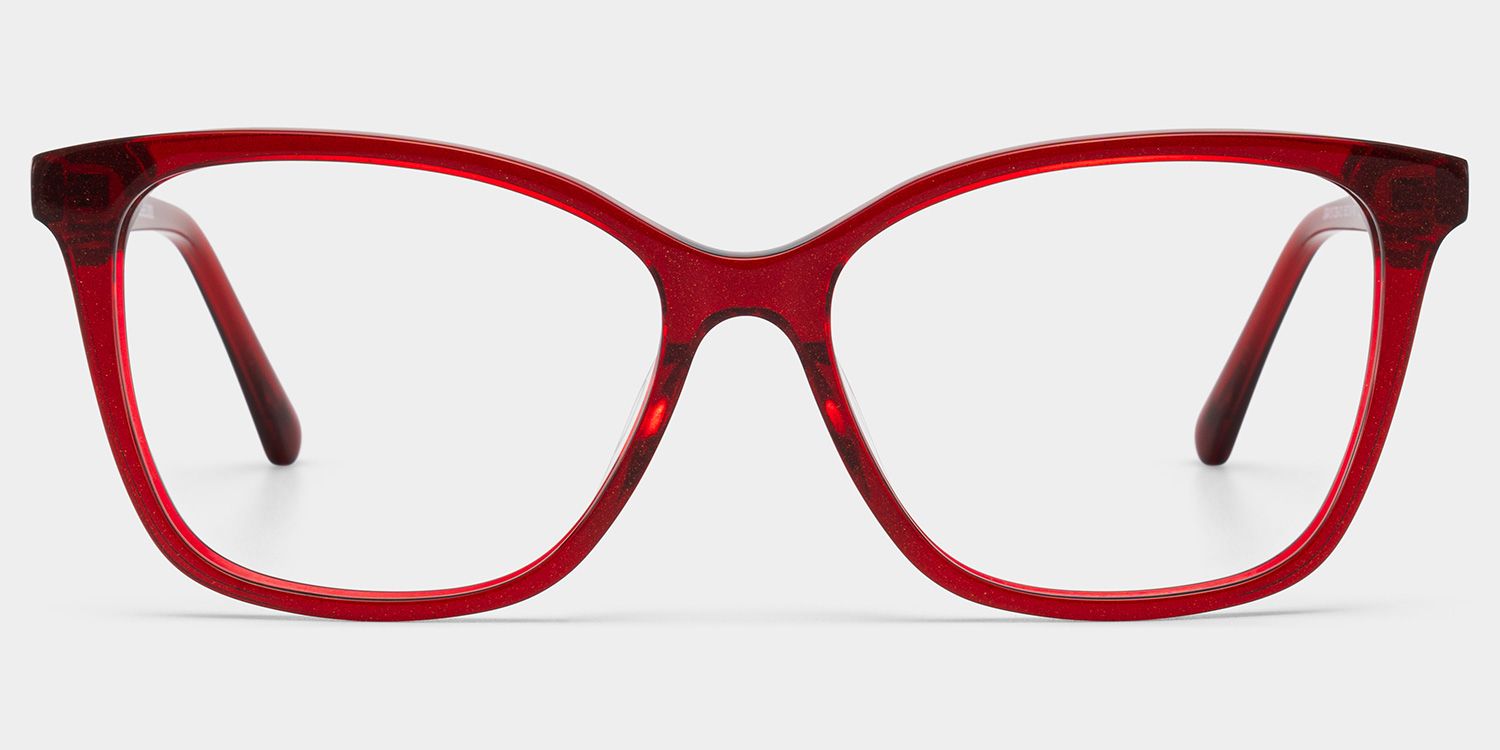 Finnian Red Square Glasses Frames with Black Glitter Fabric | ZEELOOL0