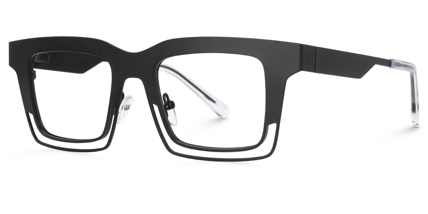 Evan Rectangle Black Frame Eyeglasses for Males | ZEELOOL UK1