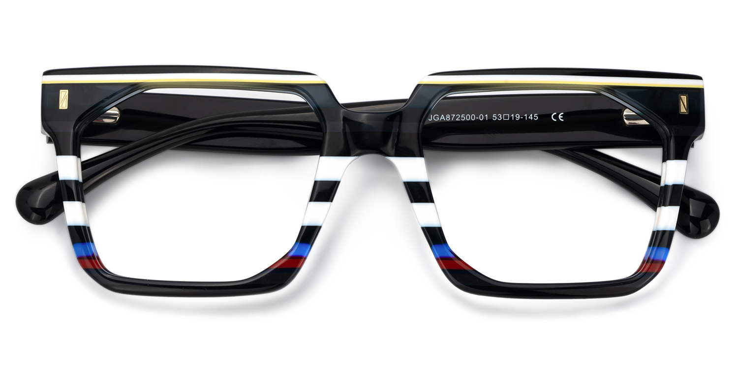 Men's Rectangle Frame Eyeglasses With Black Temples2