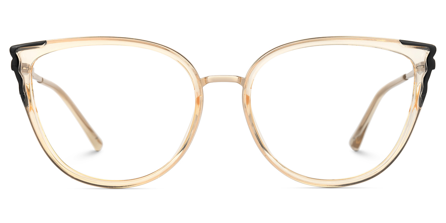 Estrada Cateye Champagne Eyeglasses with Mixed Materials -Zeelool0