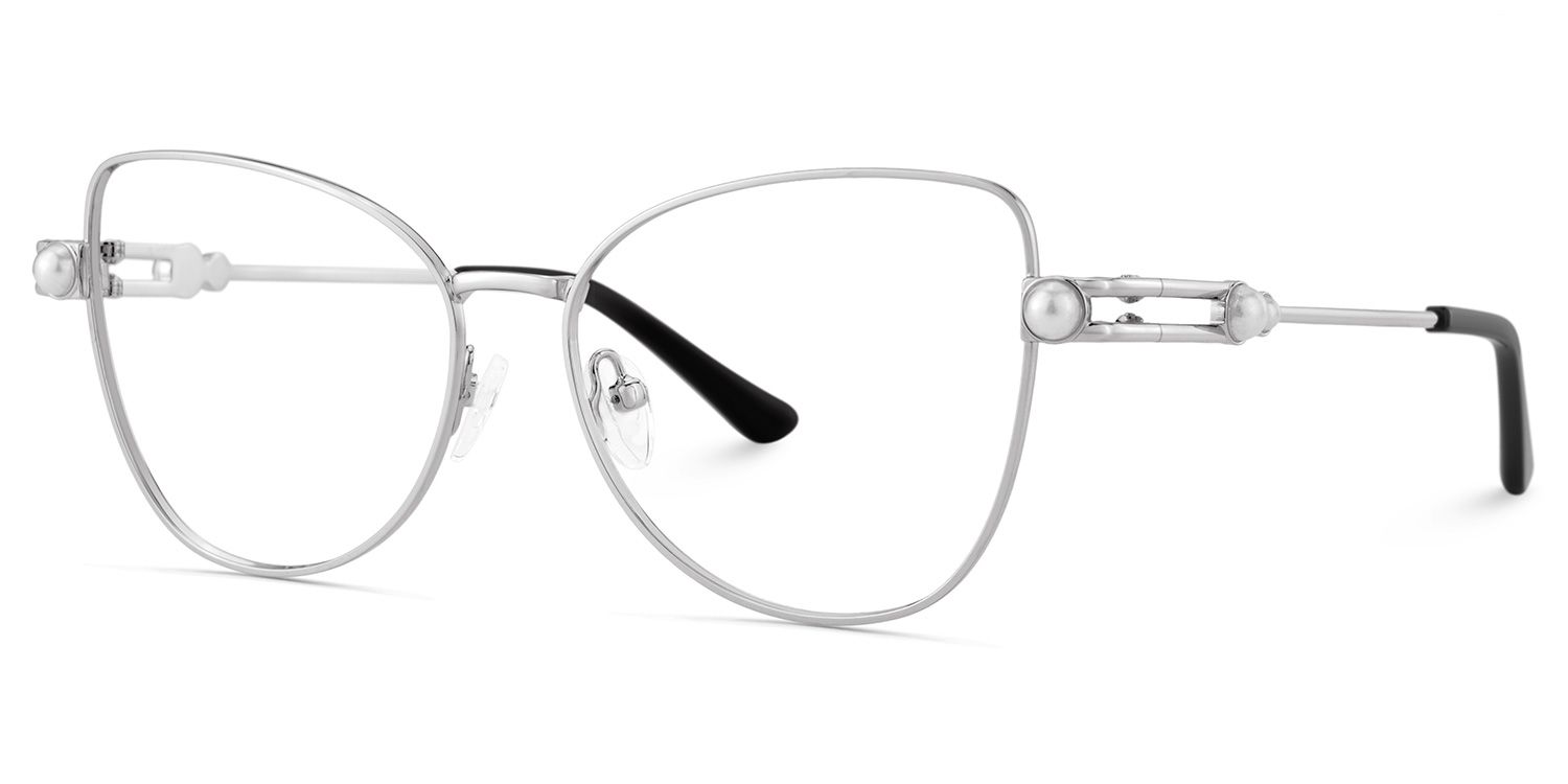 Gaga Eyeglasses in Cat Eye Sliver Frame | ZEELOOL UK4