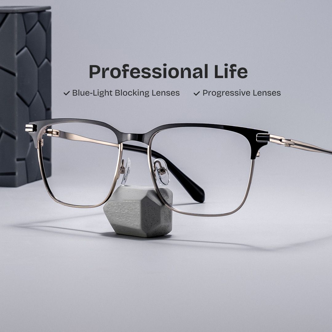 Marshall Gray Rectangle Prescription Glasses | ZEELOOL UK0