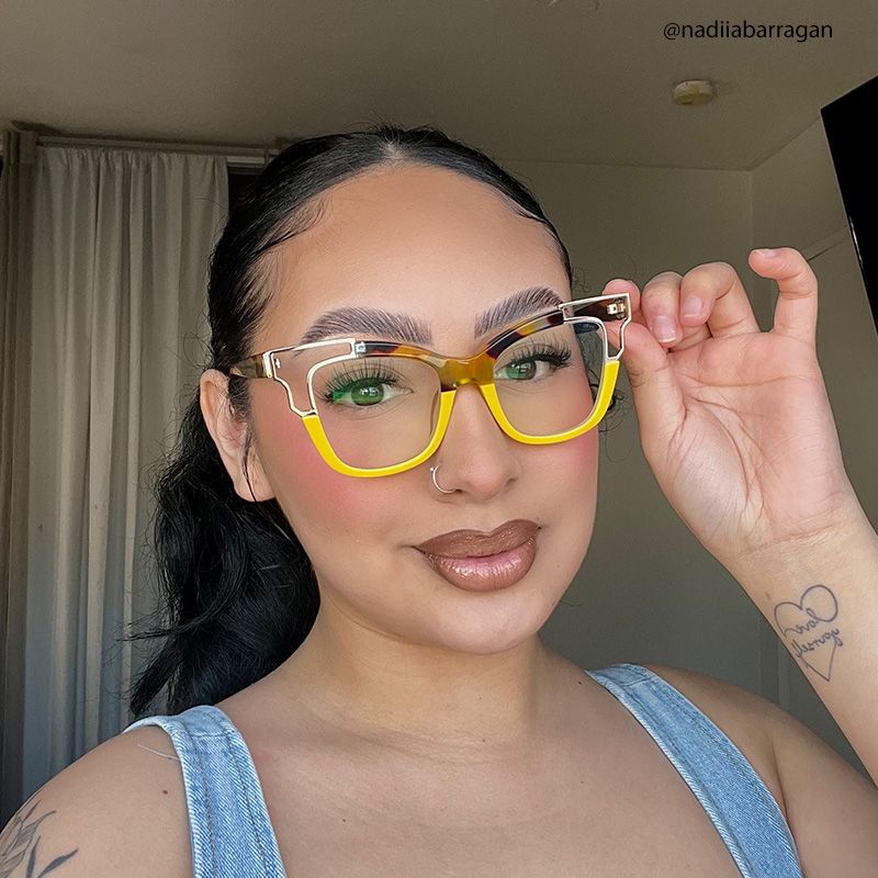 Rhoden Yellow Cateye Frame Glasses | Zeelool10