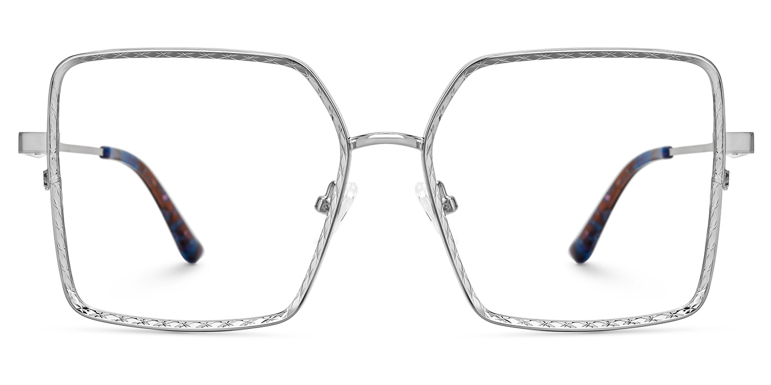 Square Toure Sliver Metal Diamond Cut Eyeglasses0
