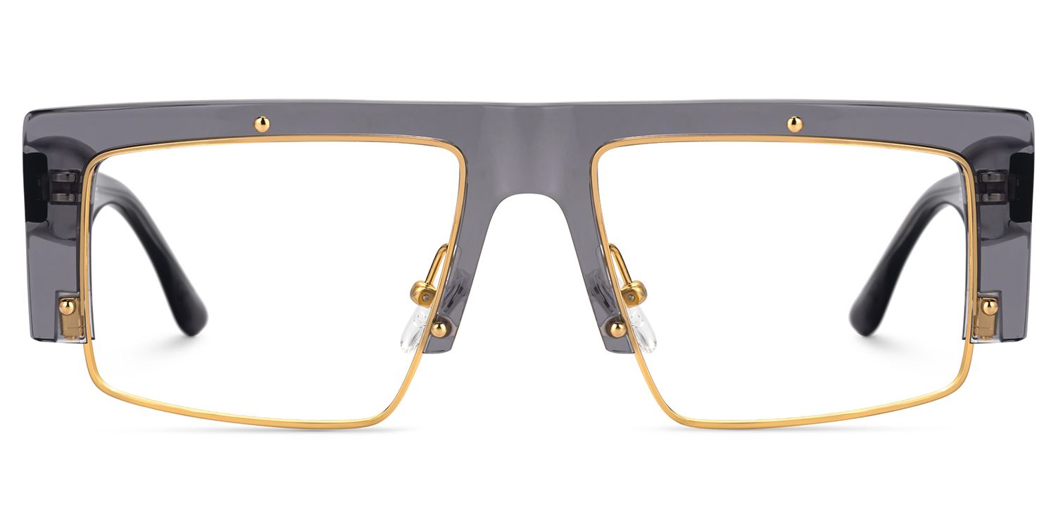 Maldonado Rectangle Grey Transparent Glasses | ZEELOOL UK1
