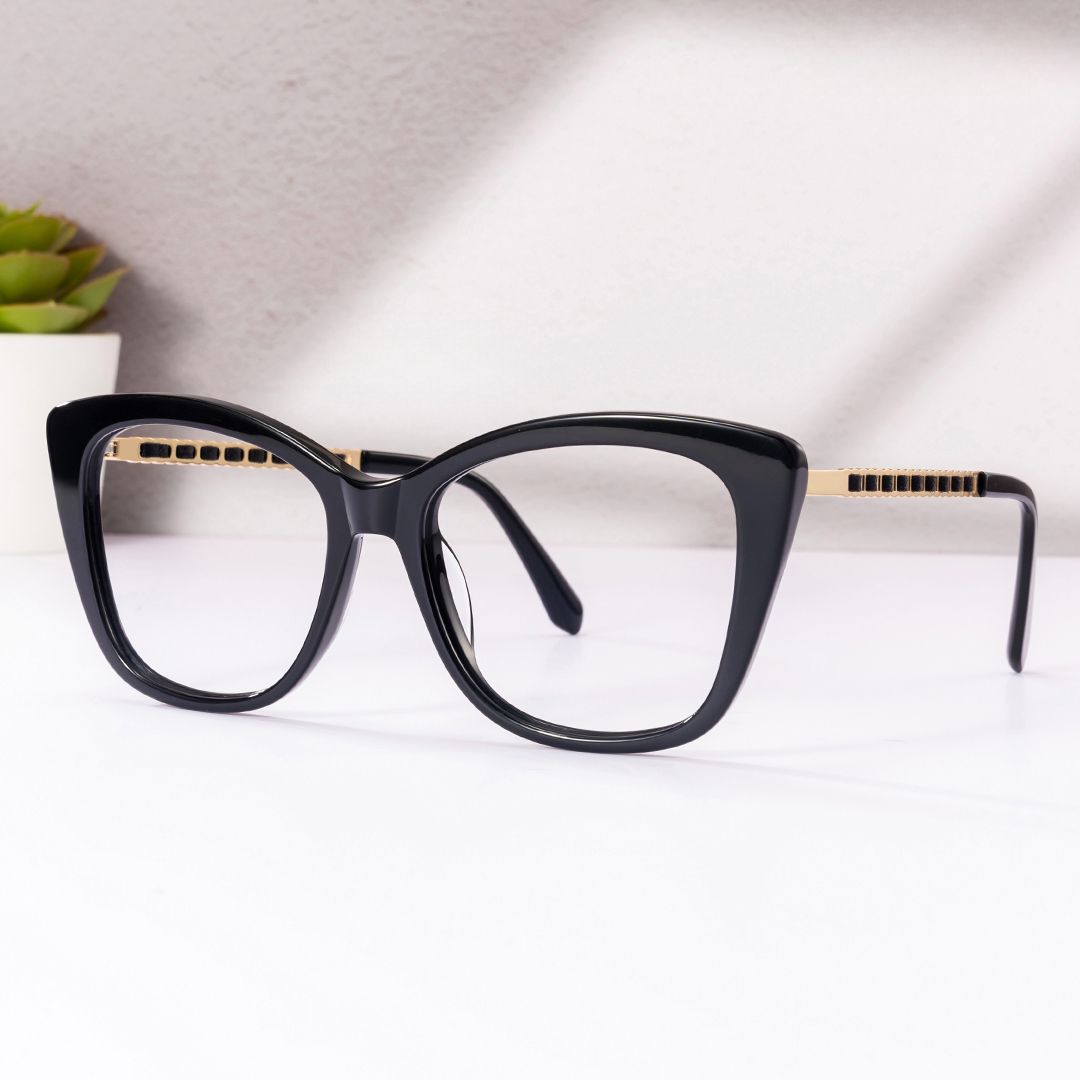 Deangela Women's Black Frame Eyeglasses  | ZEELOOL UK0
