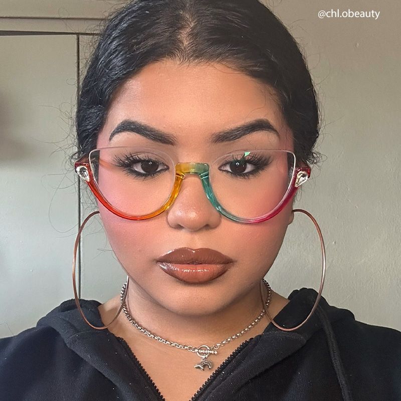 Felicia Cat-eye Clear Multicolor Half Frame Glasses6