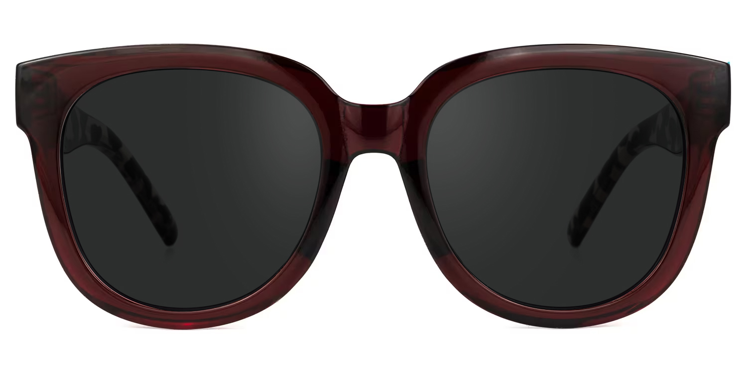 Harrell Square Dark-Red Sunglasses