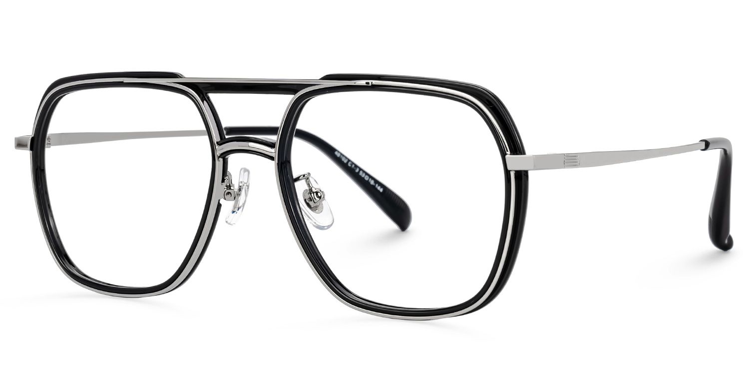 Black Vergie Aviator Frame Eyeglasses | ZEELOOL UK1