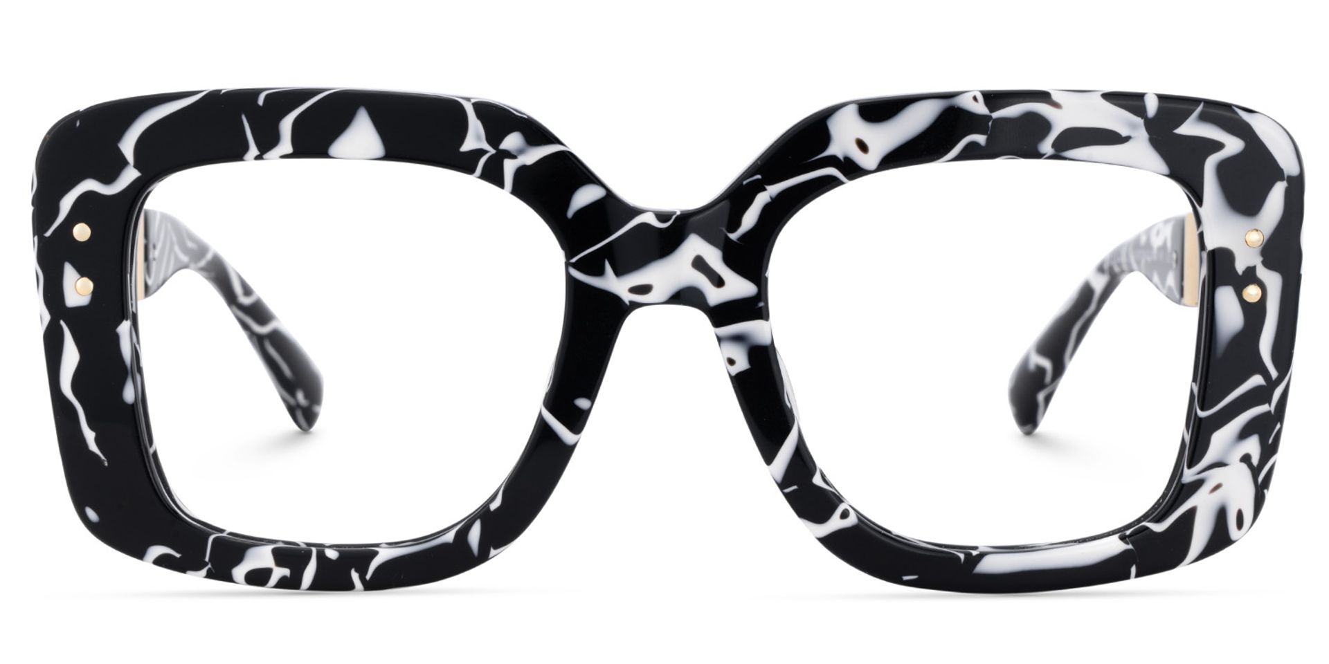 Oversized Thick Square Cow Pattern Frame Glasses1