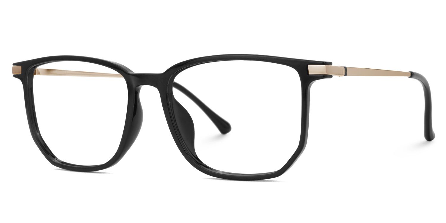Fezell Square Black Eyeglasses and Thin Wide Frames3