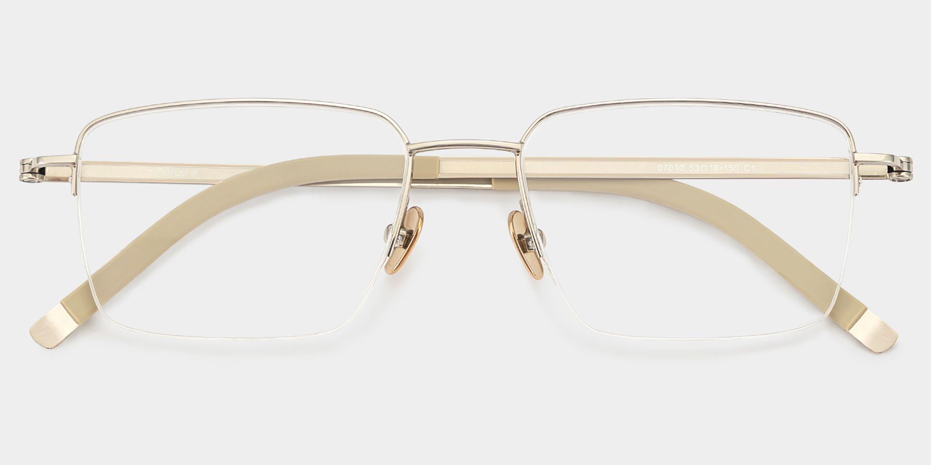 Carson Light Gold Semi Rimless Glasses in Titanium Frame | ZEELOOL1