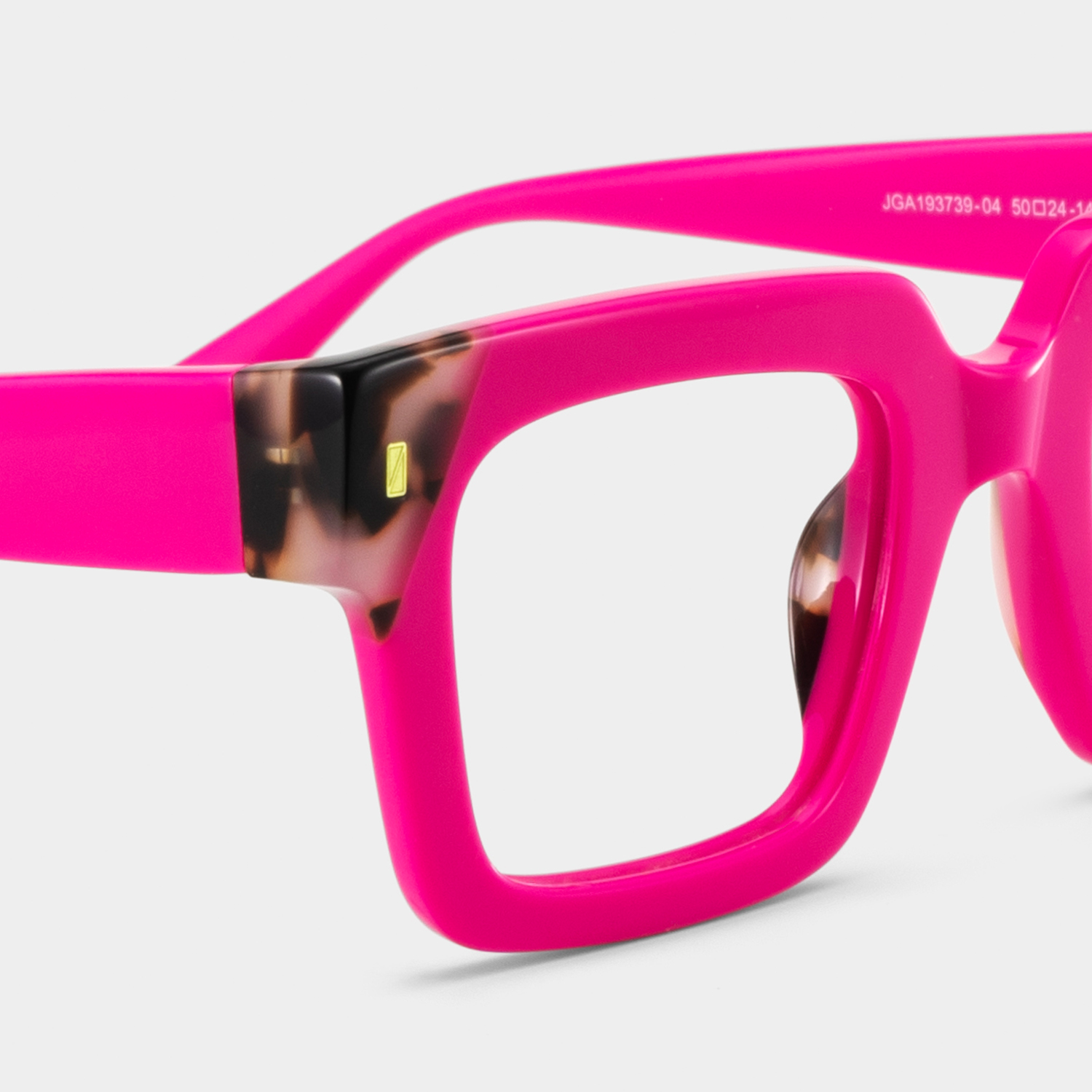 Square Pink Tortoise Eyeglasses- Sarah Acetate Frame Glasses4