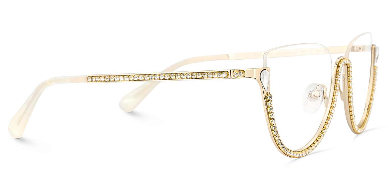 Half Frame Cat Eye Glasses With Shiny Diamonds5