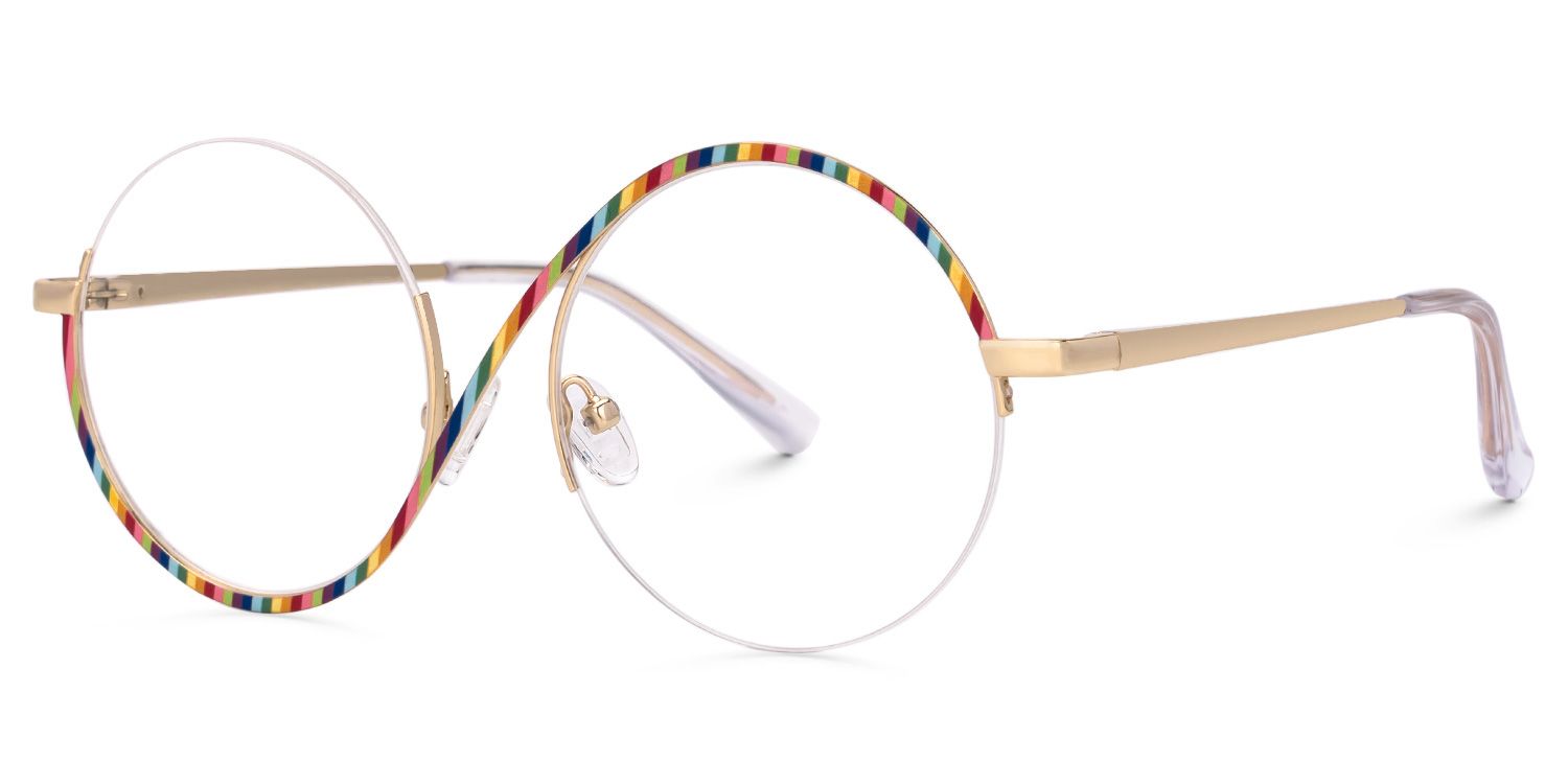 Flozif Round Rainbow Glasses in Semi-Rim  | ZEELOOL UK1