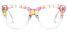 Boston Square Clear-Plaid Glasses0