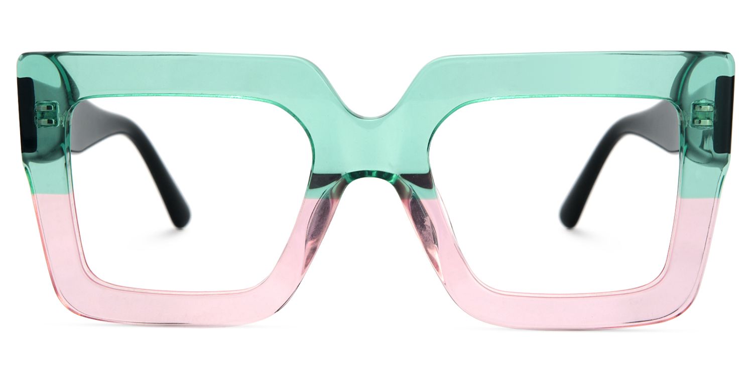 Brandon Square Green-Pink Oversized Frame Glasses0