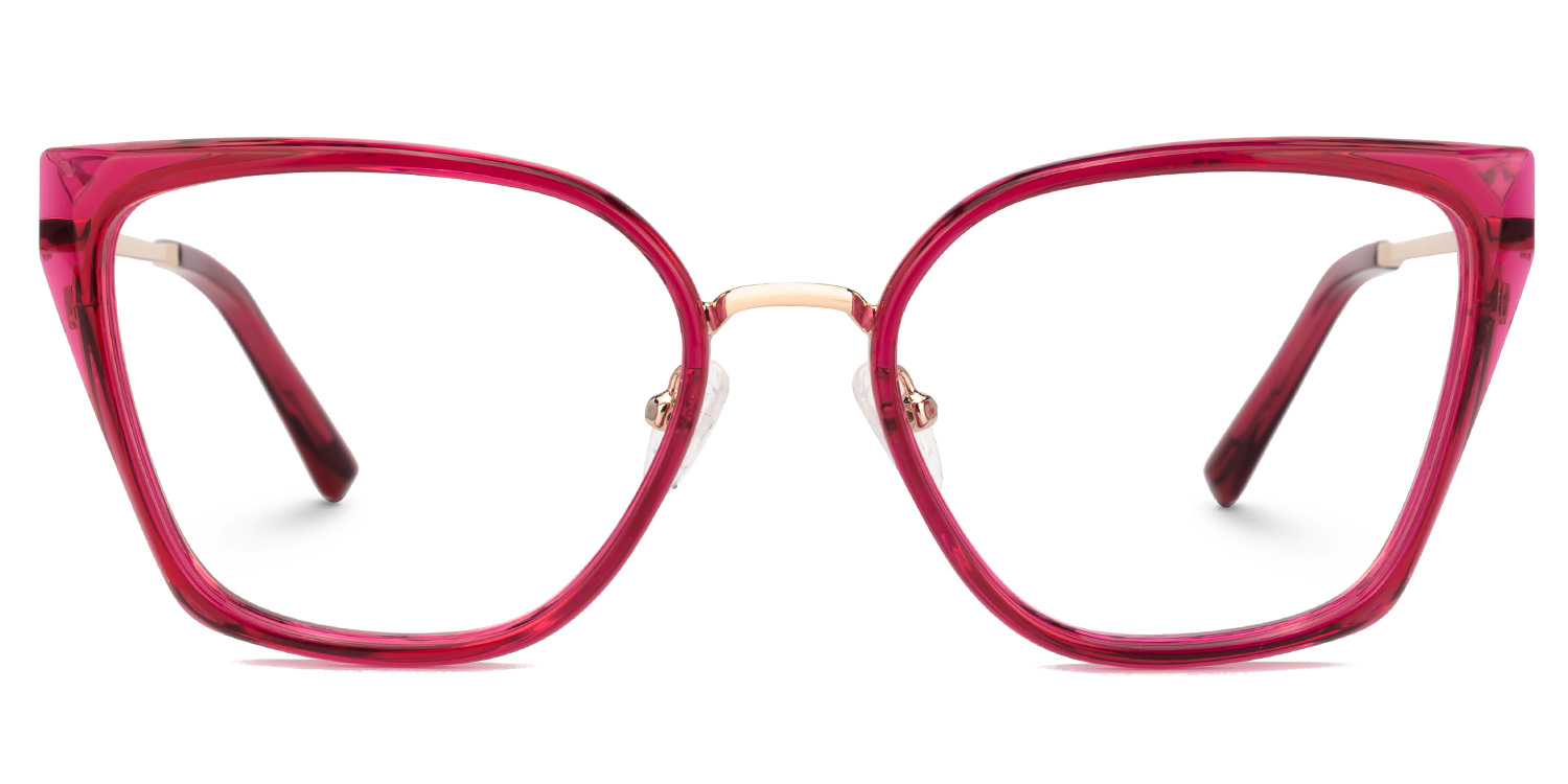 Martine Square Bright-Pink Eyeglasses and Thin Frames0