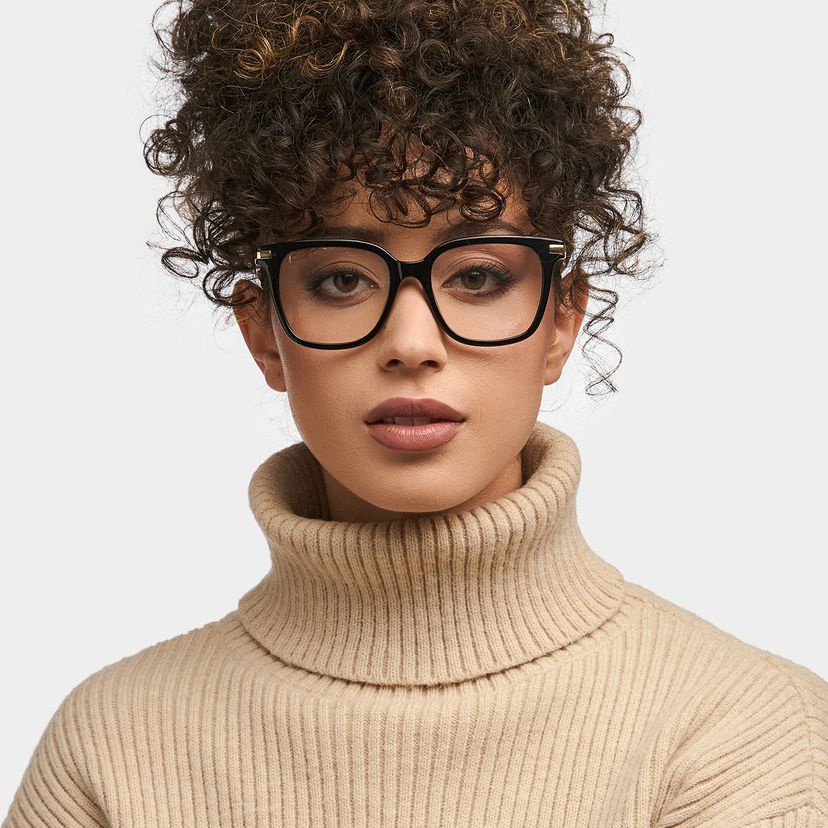 Jacqui Black Rectangle Glasses