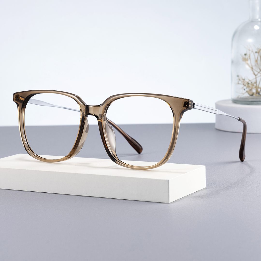 Ameedah Brown Square Thin Glasses | ZEELOOL UK0