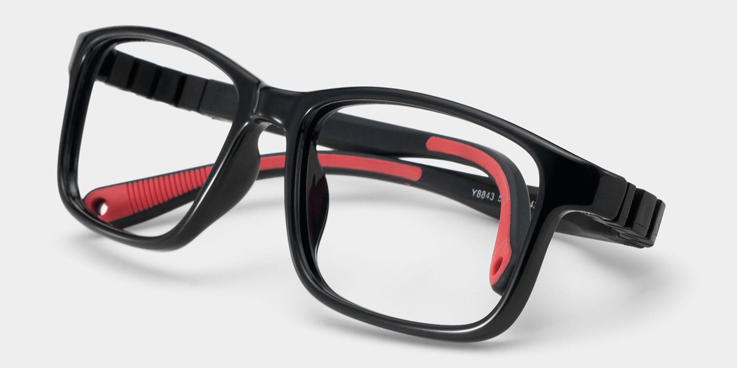 Clay Rectangle Black Red Frame Eyeglasses for Teens1