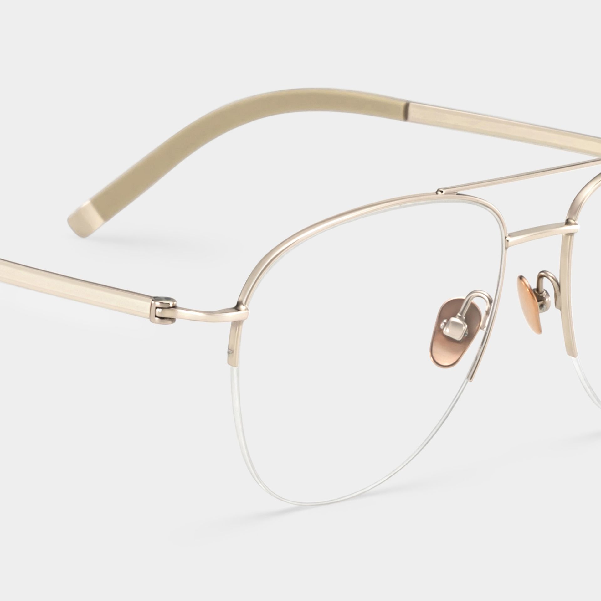 Grayson Semi Rimless Aviator Glasses in Light Gold Frames | ZEELOOL4