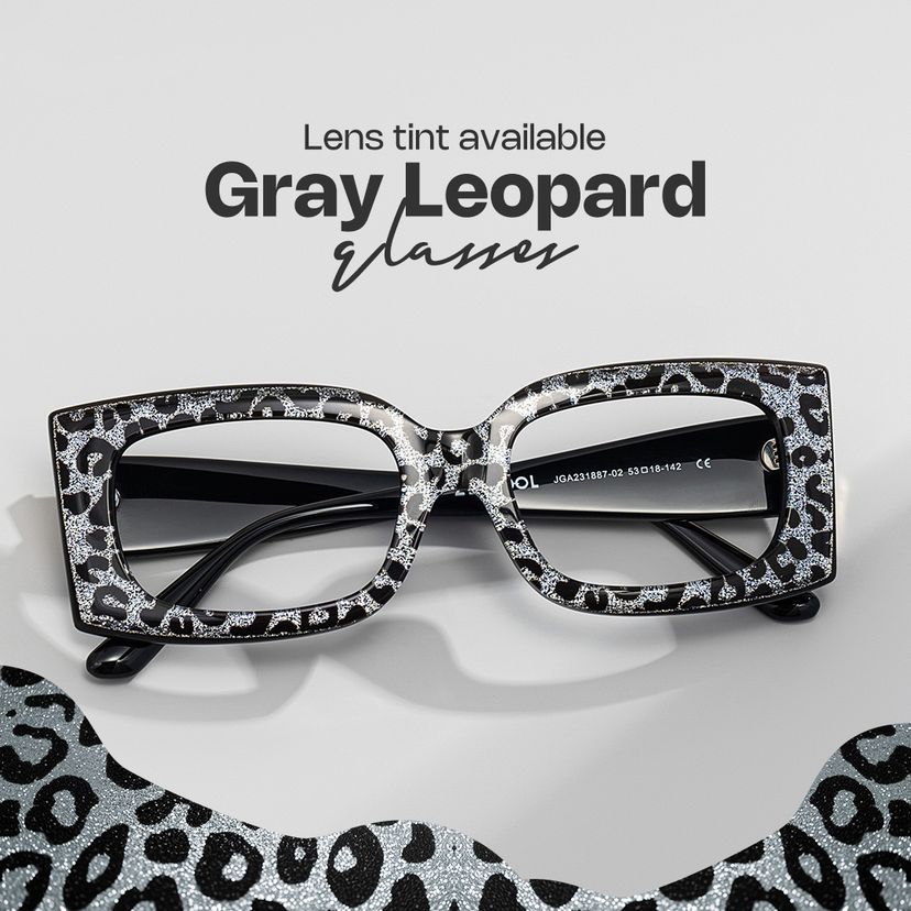 Orduno Rectangle Gray Leopard Glasses
