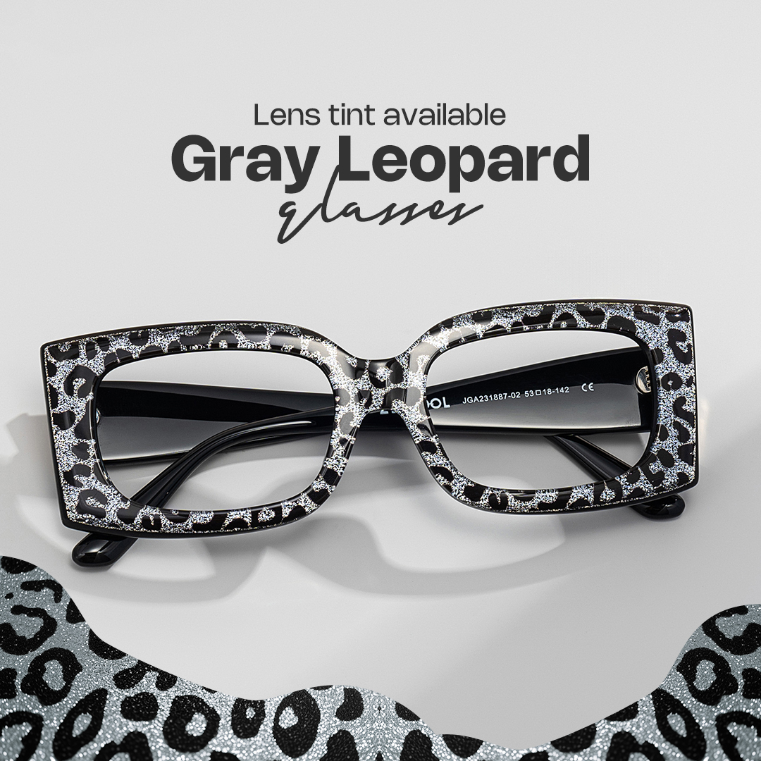 Orduno Rectangle Gray Leopard Glasses0