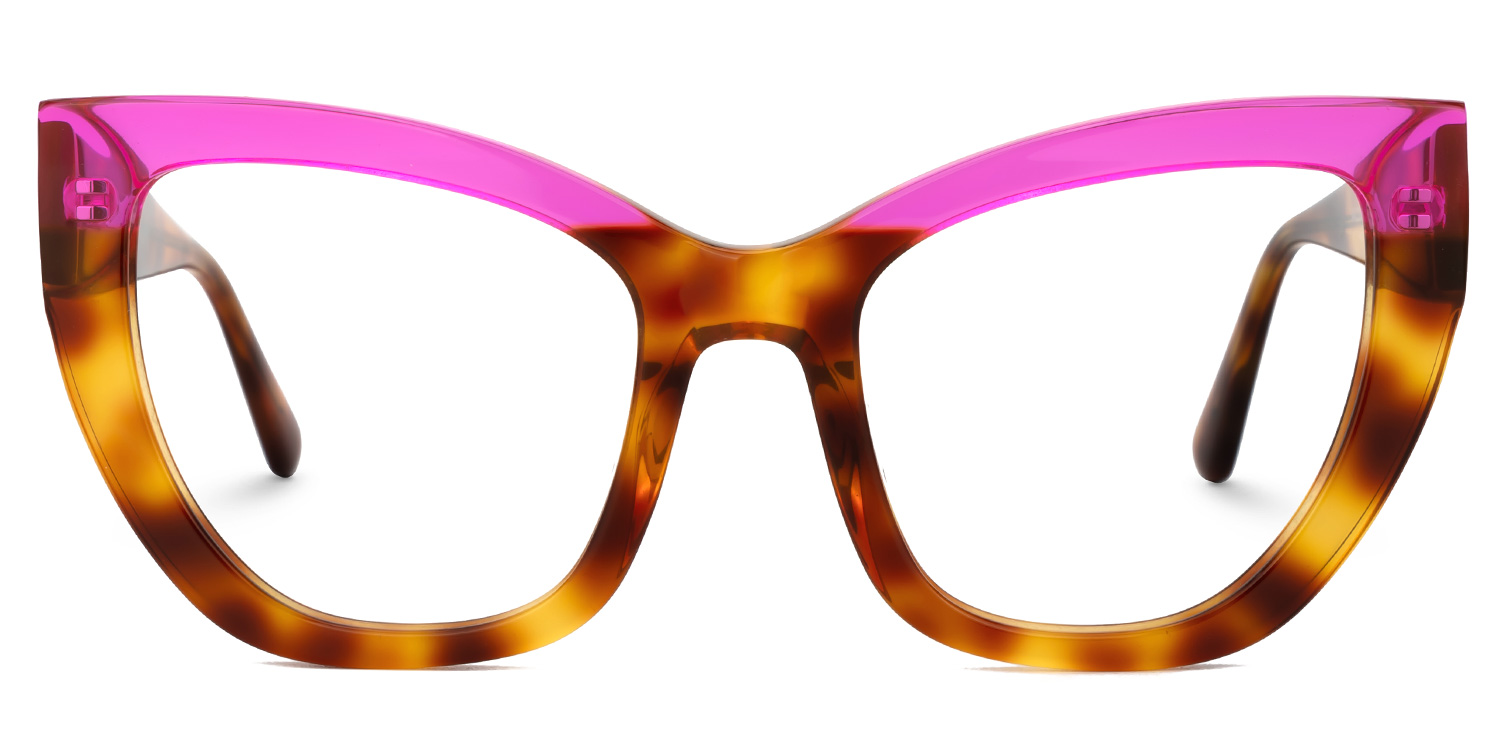 Shahdia Geometric Brown-Rose Red Frame Glasses | ZEELOOL UK0