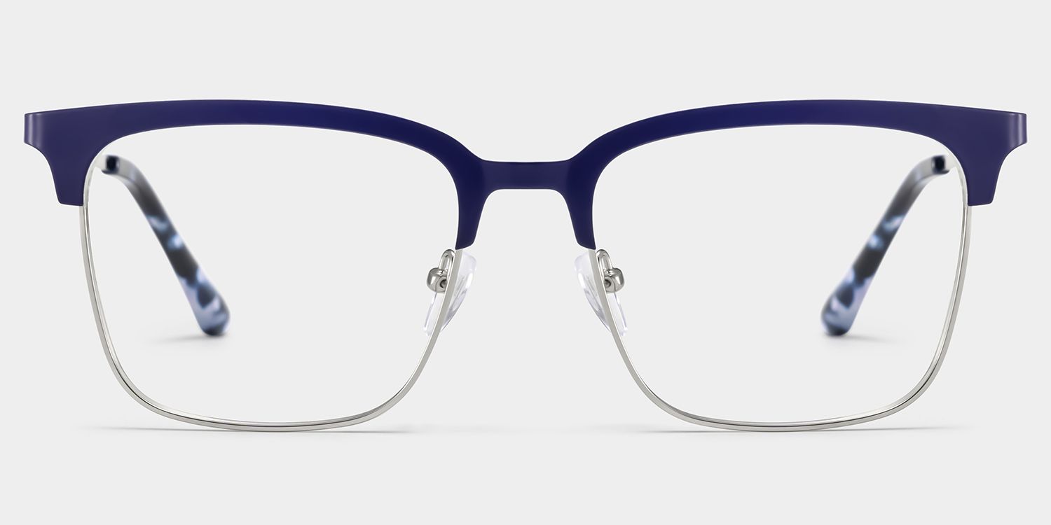 Cleo Blue Silver Frame Glasses with Browline Frame Online | ZEELOOL UK1