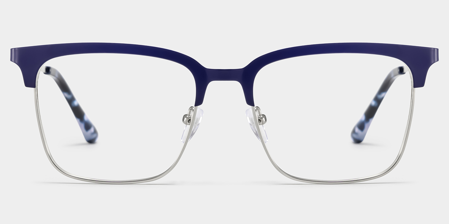 Cleo Blue Silver Frame Glasses with Browline Frame Online | ZEELOOL UK1