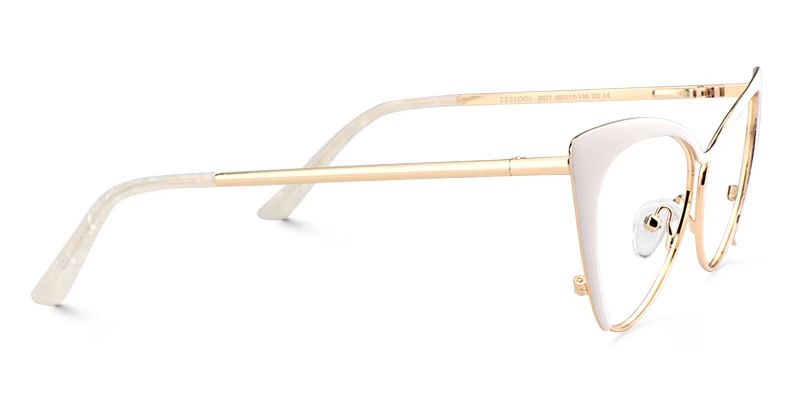 Ellen Cateye White Wire Frame Glasses and Eyeglasses4