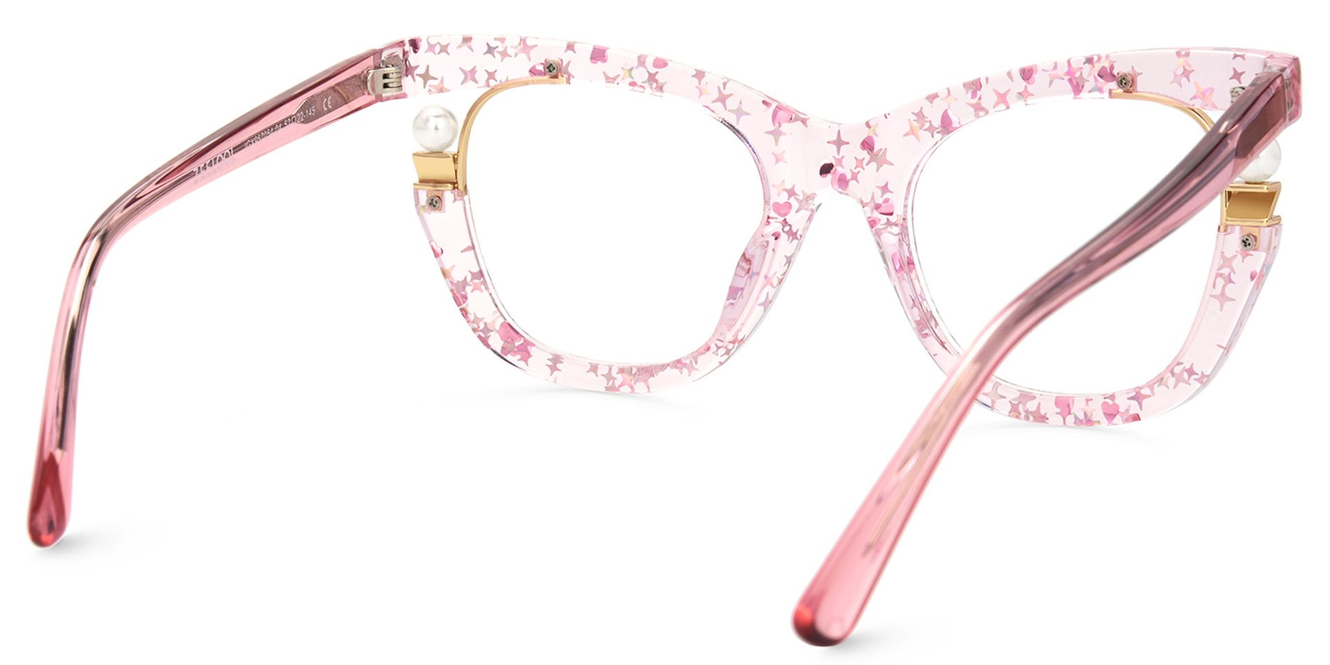 Transparent Pink Glasses with Pearl and Glitter Stars5