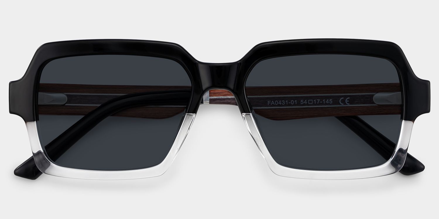 Jack Rectangle Black & Clear Sunglasses | ZEELOOL UK1